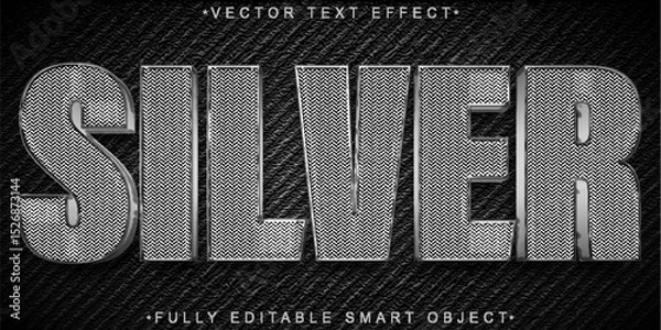 Fototapeta  Silver Metal Luxury Elegant Shiny Premium Fully Editable Smart Object Text Effect