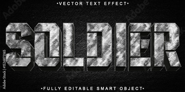 Fototapeta  Soldier Army Metal War Battle Combat Fully Editable Smart Object Text Effect
