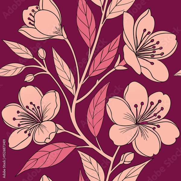 Fototapeta seamless floral background Ai-Generated
