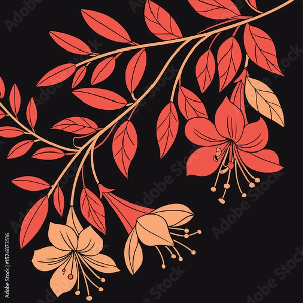 Fototapeta seamless pattern with autumn leaves Ai-Generated