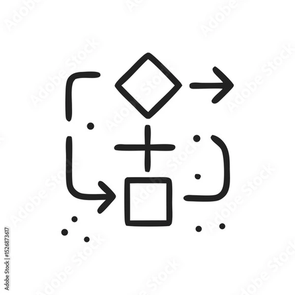 Fototapeta Hand Drawn Flowchart Process Icon. vector