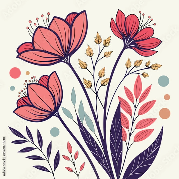 Fototapeta seamless floral pattern background Ai-Generated