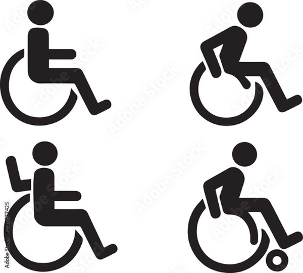 Fototapeta Wheelchair editable vector accessibility icon flat style