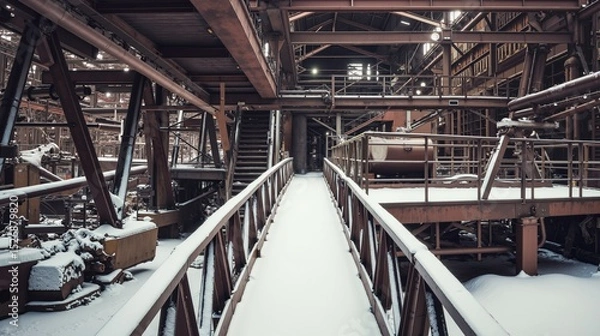 Obraz Abandoned Industrial Facility in Winter Context