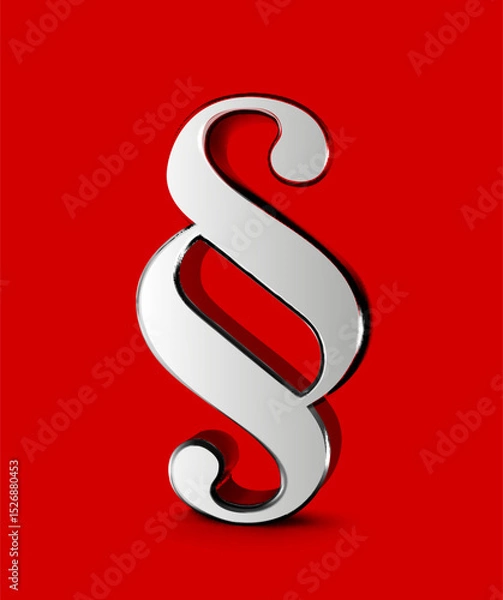 Obraz Golden Glossy Metallic Section Sign Representing Legal and Law Concepts with Minimalist Design. Vector illustration on red background