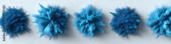 Fototapeta Blue powder explodes in air, creating dynamic patterns. Celebration, explosion, texture, color, and abstract designs showcase energy and movement.