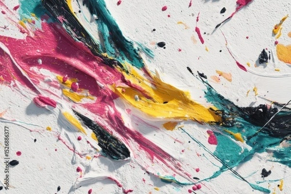 Fototapeta Abstract painting with vivid color strokes. Modern art, artistic expression, creative design, color splash, visual artwork