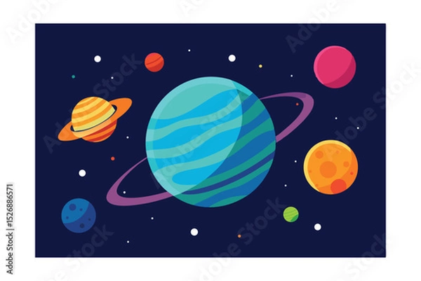 Obraz Stylized Solar System with Fantasy Planets Vector Illustration 