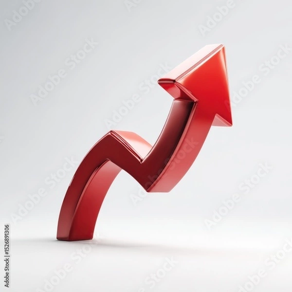 Obraz Red arrow indicates growth and success. Upward trending business, financial progress, positive direction, development