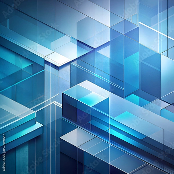 Obraz Geometric Abstract: Modern Blue Design.