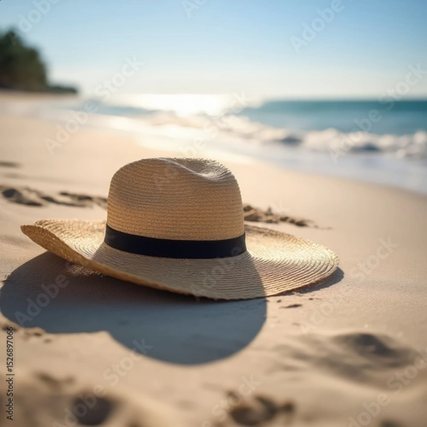 Fototapeta Straw Hat and Sand Shadows
