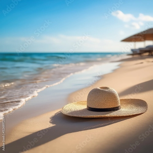 Fototapeta Straw Hat and Sand Shadows