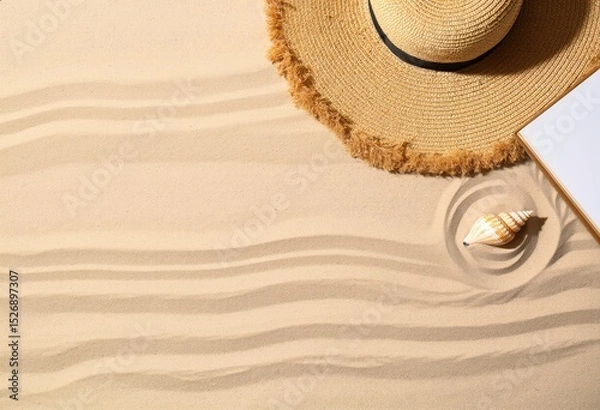 Fototapeta Straw Hat and Sand Shadows