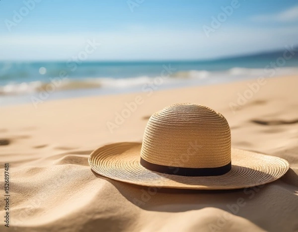 Fototapeta Straw Hat and Sand Shadows