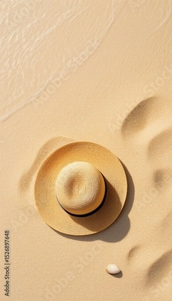 Fototapeta Straw Hat and Sand Shadows