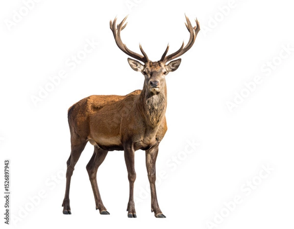 Fototapeta Hirsch isoliert auf weißem Hintergrund