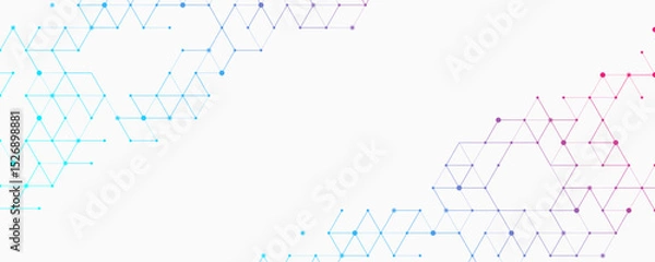 Obraz Modern health care or medical background design. Health care innovation concept. Horizontal header web banner. Abstract geometric background with hexagon shapes for medicine, science, chemistry.