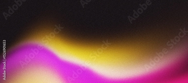 Fototapeta Abstract grainy background, pink yellow purple abstract gradient shape and black noise texture backdrop design