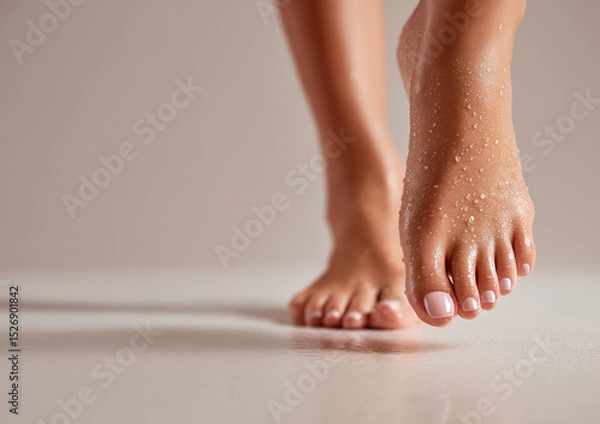 Obraz macro shot of smooth female toes with glossy pedicur