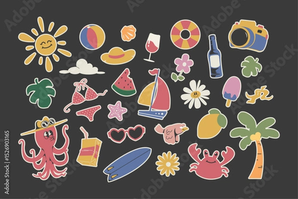 Obraz summer sticker collections, vector illustration 