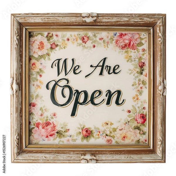 Obraz Wooden framed sign with We Are Open hand-painted isolated on transparent background