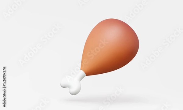 Obraz 3D vector drumstick icon fried chicken leg isolated on pastel background. hot eat fastfood nutrition restaurant snack menu realistic graphic design. illustration element