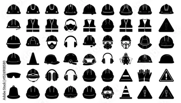 Obraz Collection of black safety icons