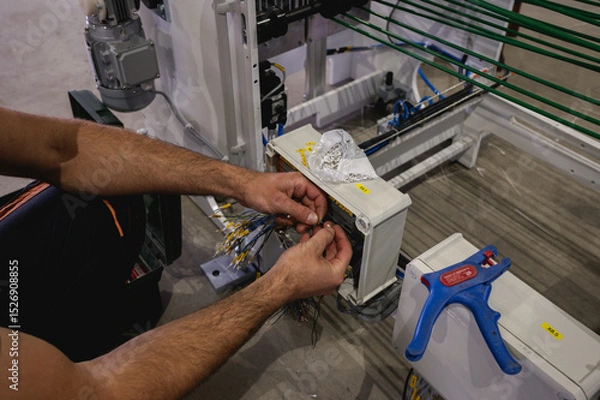 Obraz electrician work with wire