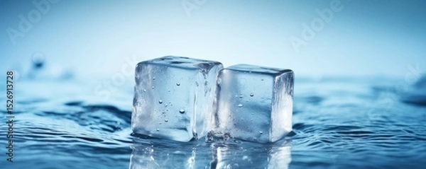 Obraz cold frozen ice cubes in water