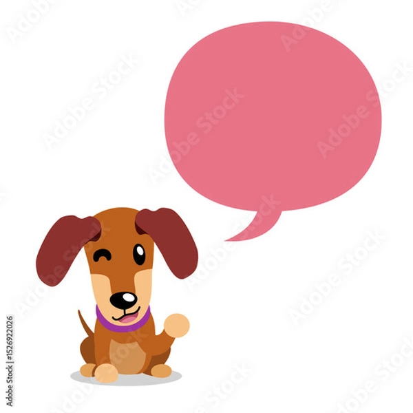 Obraz Vector cartoon character dachshund dog with speech bubble for design.