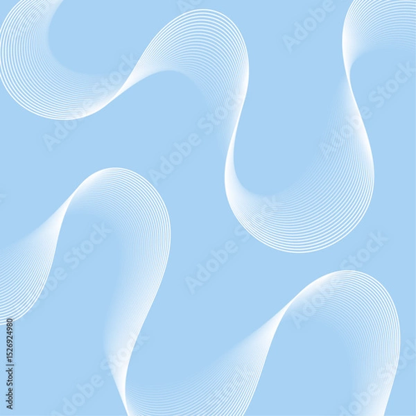 Obraz Abstract background with lines and waves. Banner. Element for design isolated. Vector background for brochure, booklet, flyer, poster. Blue and white gradient