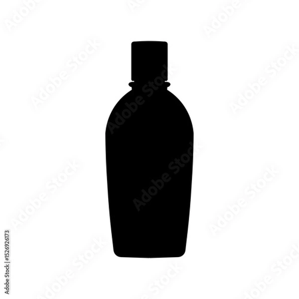 Fototapeta Silhouette of a bottle with a cylindrical cap and rounded body against a white background image view