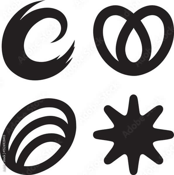 Fototapeta Abstract Organic Symbols, Dynamic Black Design Elements