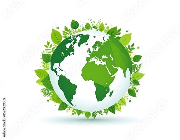 Obraz Green Earth surrounded by leaves