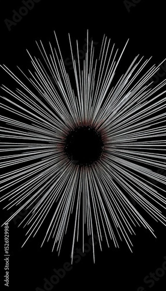 Fototapeta Radiating lines create a striking visual pattern against a dark background in an artistic display