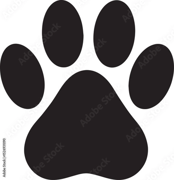 Fototapeta Dog Paw Black Vector Format - Pet Footprint Silhouette Illustration