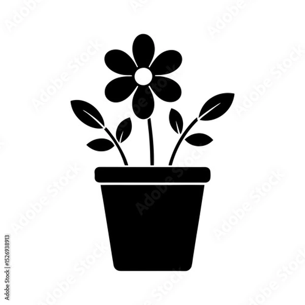 Obraz garden plant in pot vector icon pictogram vector art silhouette