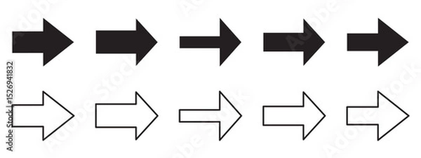 Fototapeta Arrows big black set icons. left arrow collection different arrows sign. vector Different cursor arrow direction symbols in flat style,