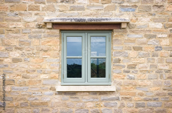 Obraz Wooden window on a cottage, UK