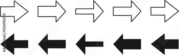 Fototapeta Arrows big black set icons. left arrow collection different arrows sign. vector Different cursor arrow direction symbols in flat style,