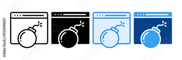 Fototapeta Ddos Icon Set Multiple Style Collection