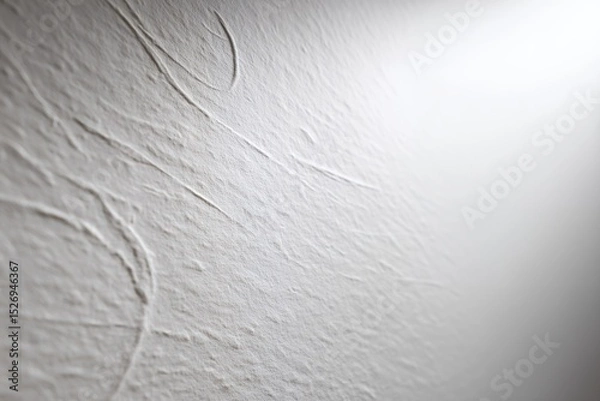 Fototapeta Textured white plaster wall detailed close-up surface patterns