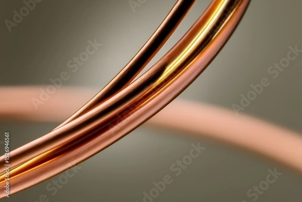 Fototapeta Abstract close-up of copper wires with warm light reflections