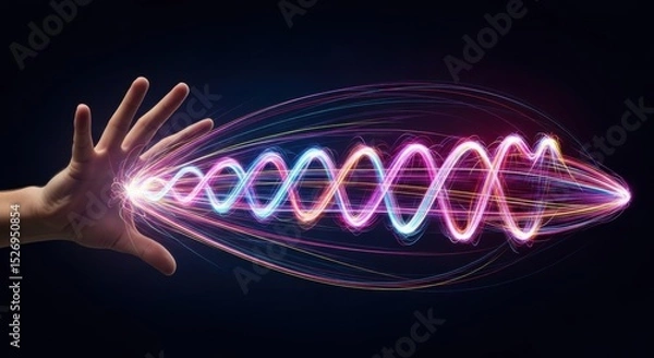 Fototapeta Human Hand and Glowing DNA Double Helix Genetic Science Concept