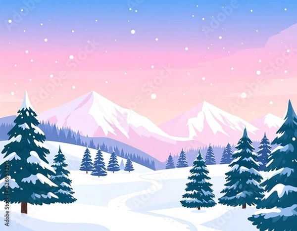 Obraz Snowy mountain landscape at dawn (1)