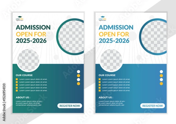 Obraz Creative style admission flyer template for school, college, university, coaching center vector design.Creative and modern online school kids education admission flyer poster template design vector.