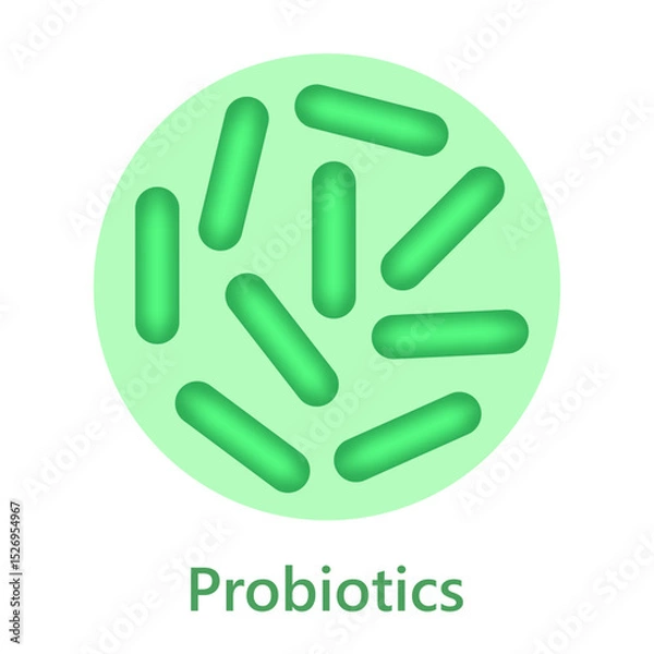 Fototapeta Probiotics bacteria icon, microbiome flora, lactobacillus bacterium.