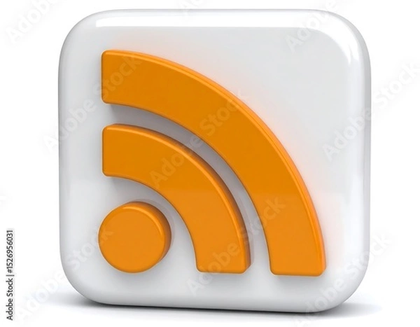 Fototapeta Orange RSS icon on white button