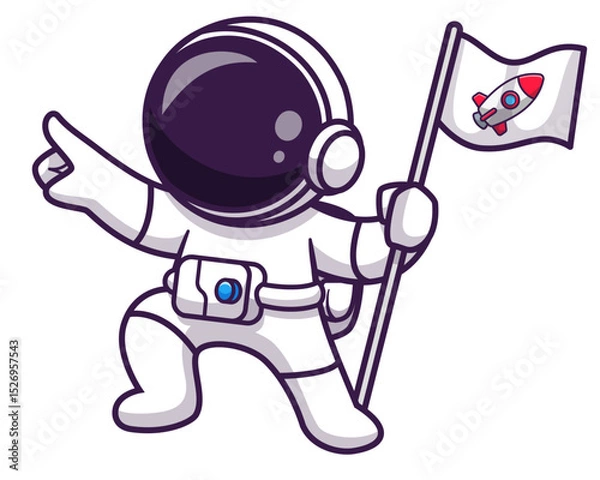 Fototapeta Astronaut Holding Rocket Flag