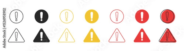 Fototapeta Caution icon, exclamation mark, warning signs. Warning sign icon in flat and line style.